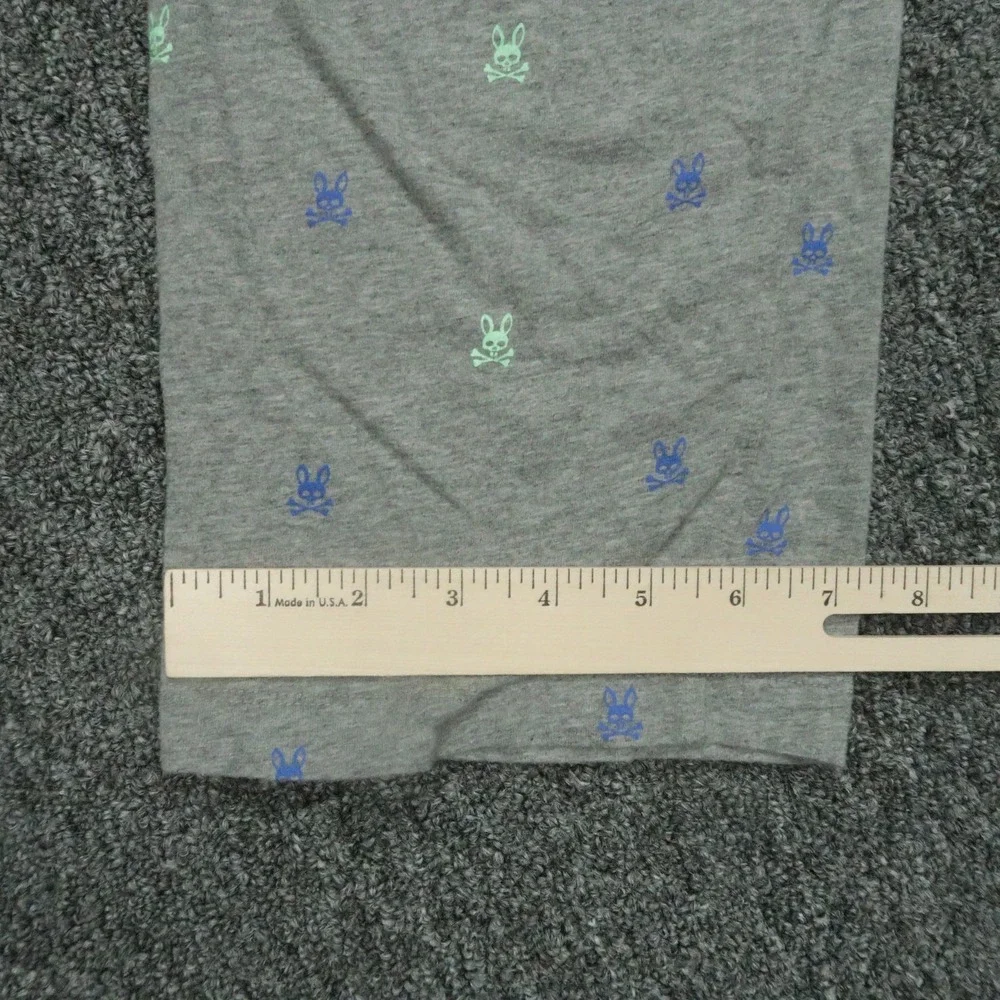 Psycho Bunny Pants Mens Medium Gray Print All Over Sleepwear Pockets Lightweight